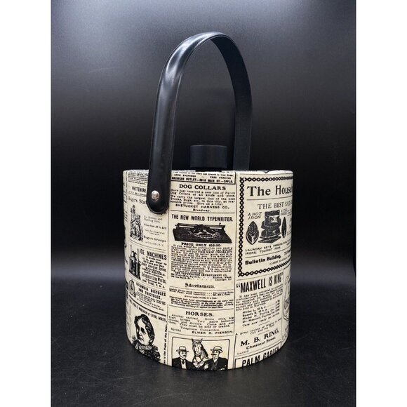 MCM Mad Men Ice Bucket Newspaper Advertising Irvinware USA Black White READ - Picture 3 of 12